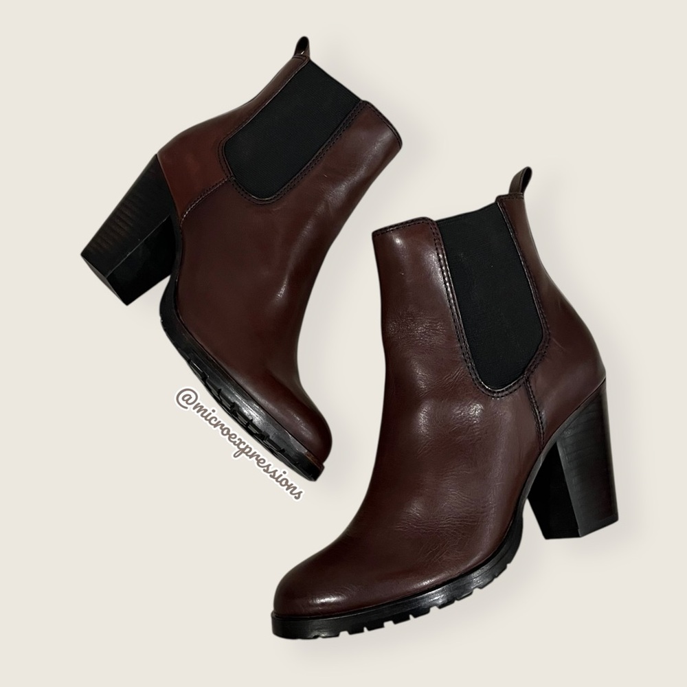 Frye Tate Chelsea Brown Genuine Leather Moto Gore Stretch Fall/Spring Ankle Boot - Picture 2 of 13